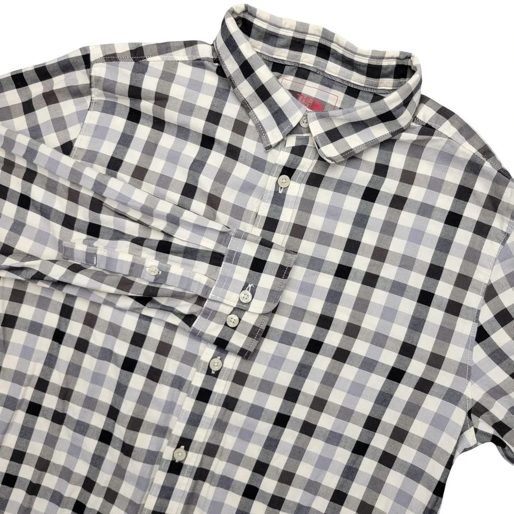 The North‎ Face Shirt Mens Medium Gray Check Long Sleeve Button Up Woven Casual